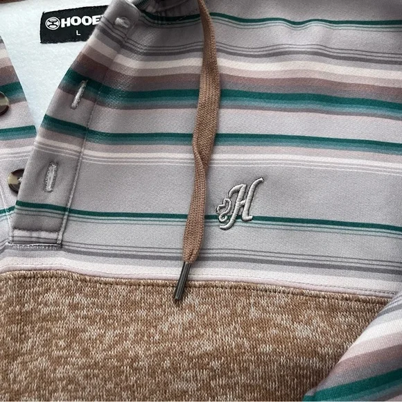 Hooey Brown and Gray Striped Hoodie - Picture 3 of 9